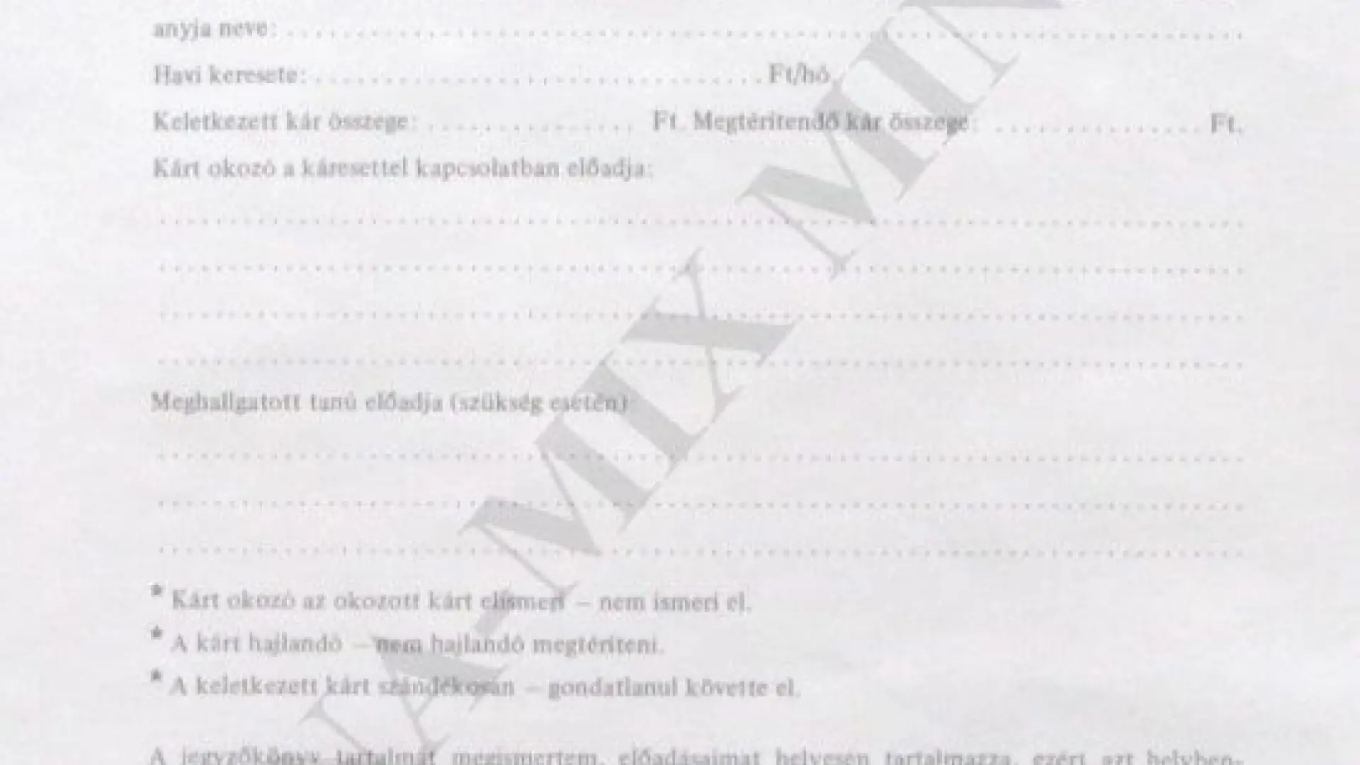 Meghallgatási jegyzőkönyv